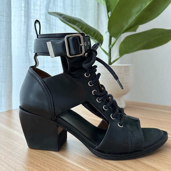 Chloe black leather Rylee open toe lace up sandal boots - size 39.5 / US 8.5 - Picture 4 of 6